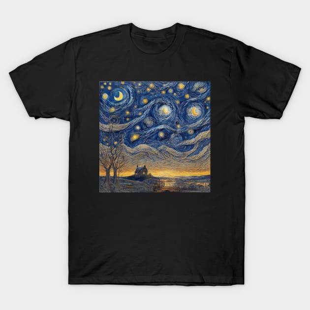 Starry Night Style T-Shirt by Buff Geeks Art